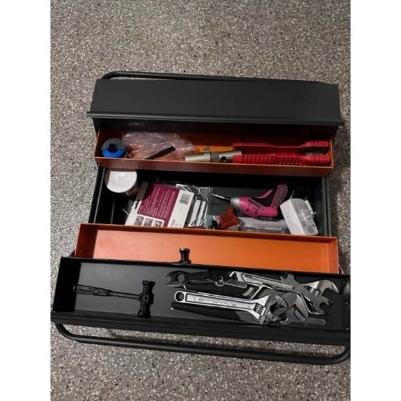 22-Inch Metal Tool Box, 3-Layer 5-Tray Portable Folding Tool Chest Organizer - Picture 2 of 2